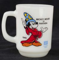 Disney Anchor Hocking Pepsi Mickey Mouse in Fantasia Milk Glass Coffee Mug
